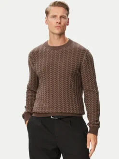 HUGO Sweter Simond 50570261 Brązowy Regular Fit