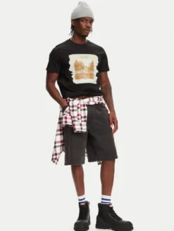 Hunter T-Shirt Duart Graphic HARM0033251 Czarny Regular Fit