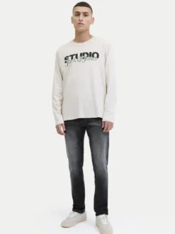 Jack & Jones Jeansy Glenn 12289778 Czarny Slim Fit