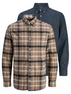 Jack & Jones Komplet koszul Blubarkley 12294328 Beżowy Regular Fit