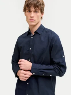 Jack & Jones Koszula Henry 12289197 Granatowy Regular Fit