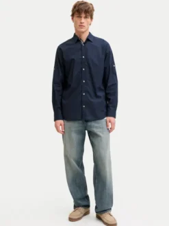 Jack & Jones Koszula Henry 12289197 Granatowy Regular Fit