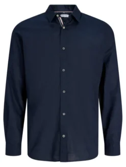 Jack & Jones Koszula Henry 12289197 Granatowy Regular Fit
