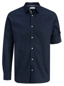 Jack & Jones Koszula Henry 12289197 Granatowy Regular Fit