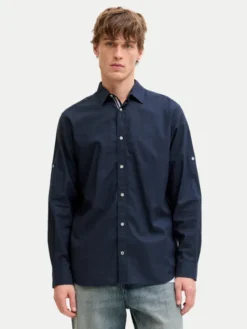 Jack & Jones Koszula Henry 12289197 Granatowy Regular Fit