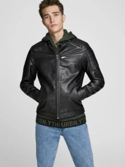 Jack & Jones Kurtka z imitacji skóry Rocky 12147218 Czarny Regular Fit
