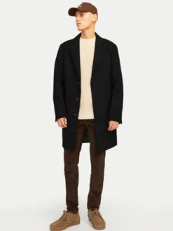 Jack & Jones Płaszcz wełniany Harris 12263845 Czarny Regular Fit