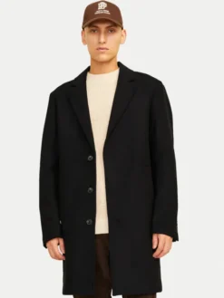 Jack & Jones Płaszcz wełniany Harris 12263845 Czarny Regular Fit