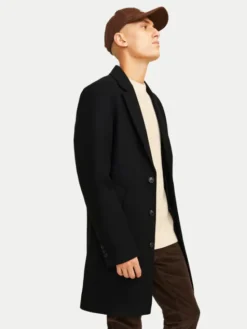Jack & Jones Płaszcz wełniany Harris 12263845 Czarny Regular Fit