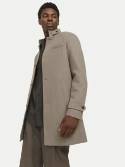 Jack & Jones Płaszcz wełniany Melton 12258672 Beżowy Regular Fit