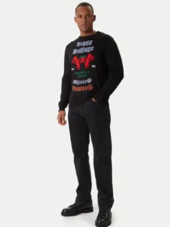 Jack & Jones Sweter Holiday 12287994 Czarny Relaxed Fit