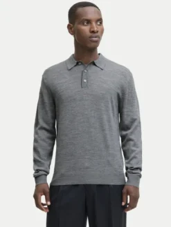 Jack & Jones Sweter Merino 12281757 Szary Regular Fit