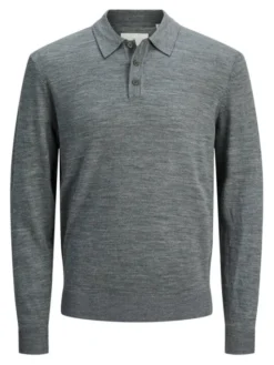 Jack & Jones Sweter Merino 12281757 Szary Regular Fit
