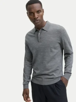 Jack & Jones Sweter Merino 12281757 Szary Regular Fit