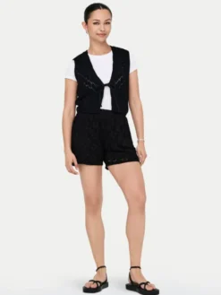JDY Szorty materiałowe Eva 15351501 Czarny Loose Fit