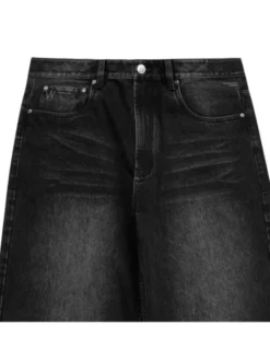 2005 Jeansy Baggy Fit Washed Denim Czarny Baggy Fit