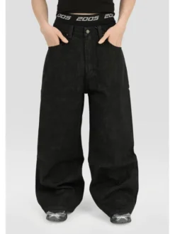 2005 Jeansy Ultra Baggy Fit Raw Denim Czarny Baggy Fit