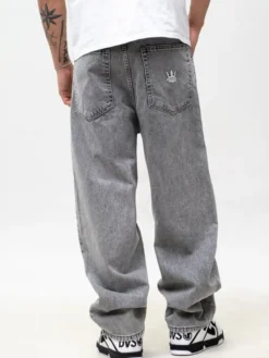 Jigga Wear Jeansy Szerokie luźne streetwear 129225 Szary Baggy Fit
