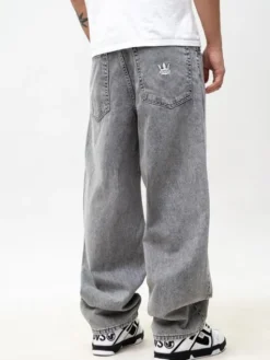 Jigga Wear Jeansy Szerokie luźne streetwear 129225 Szary Baggy Fit