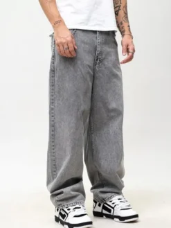 Jigga Wear Jeansy Szerokie luźne streetwear 129225 Szary Baggy Fit