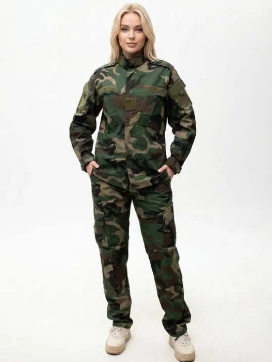 Jigga Wear Komplet kurtka przeciwdeszczowa i spodnie Mundur Militarny Taktyczny moro camo harcerstwo 130541 Zielony Regular Fit