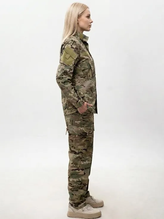 Jigga Wear Komplet kurtka przeciwdeszczowa i spodnie Mundur Militarny Taktyczny moro camo harcerstwo 130539 Brązowy Regular Fit