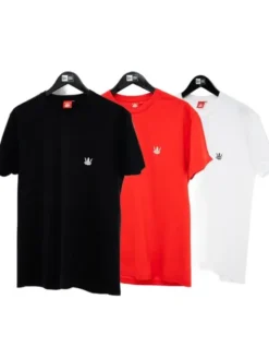Jigga Wear Komplet t-shirtów Zestaw 3 T-Shirtów Jigga Wear Mini Crown Czarna / Biała / Czerwona 2XL Czerwony Regular Fit
