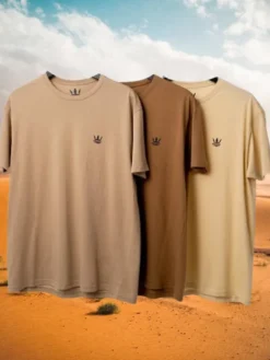 Jigga Wear Komplet t-shirtów Zestaw 3 T-Shirtów Jigga Wear Mini Crown Ciemno Brązowa / Brązowa / Beżowa M Beżowy Regular Fit