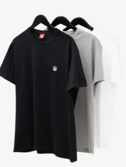 Jigga Wear Komplet t-shirtów Zestaw 3 T-Shirtów Jigga Wear Mini Crown Czarna / Biała / Szara 2XL Szary Regular Fit