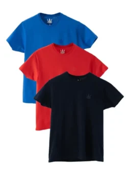 Jigga Wear Komplet t-shirtów Zestaw 3 T-Shirtów Niebieski / Czerwony / Granatowy Jigga Wear Tonal Crown L Czarny Regular Fit