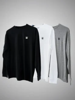 Jigga Wear Longsleeve Koszulka Z Długim Rękawem Jigga Wear Mini Crown Czarna / Biała / Szara 3XL Czarny Regular Fit