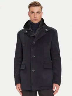 JOOP! Płaszcz wełniany 17 JO-48Gary 30048807 Granatowy Regular Fit
