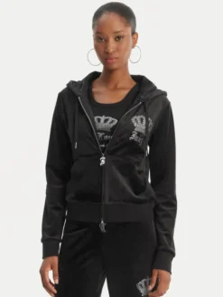 Juicy Couture Bluza Gothic Crown JCBAS126805 Czarny Slim Fit