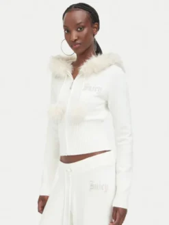 Juicy Couture Kardigan JCWAS226309 Kremowy Regular Fit