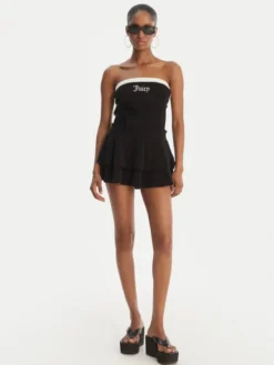 Juicy Couture Spódnica mini Smocked Terry JCGGS126006 Czarny Regular Fit
