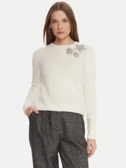 KAOS Sweter RI1KT022 Écru Regular Fit