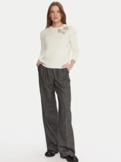 KAOS Sweter RI1KT022 Écru Regular Fit