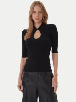 KAOS Sweter RI1NT053 0001 Czarny Regular Fit