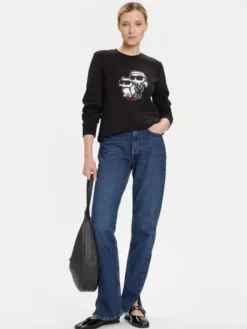 KARL LAGERFELD Bluza A4W20045 Czarny Regular Fit