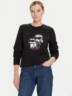 KARL LAGERFELD Bluza A4W20045 Czarny Regular Fit