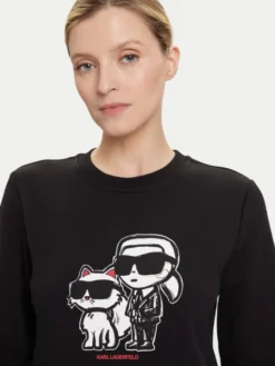 KARL LAGERFELD Bluza A4W20045 Czarny Regular Fit