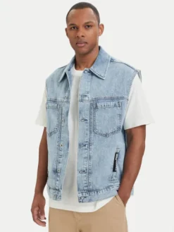Karl Lagerfeld Jeans Kamizelka B2M14024 Niebieski jasny Regular Fit