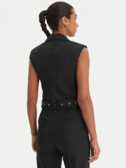 KARL LAGERFELD Kamizelka garniturowa B1W14009 Czarny Slim Fit