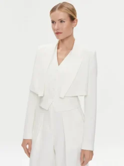 KARL LAGERFELD Komplet marynarka i kamizelka 240W1411 Biały Regular Fit