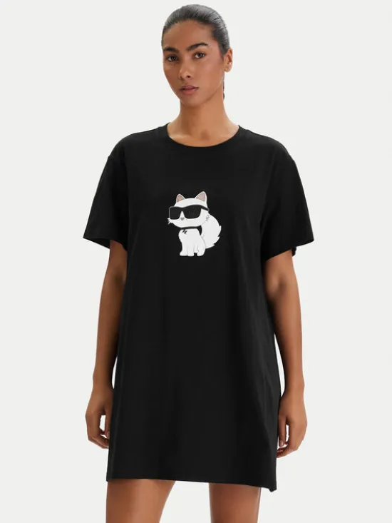 KARL LAGERFELD Koszula nocna B1W45003 Czarny Relaxed Fit