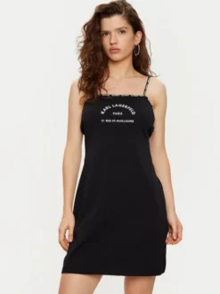 KARL LAGERFELD Koszula nocna A1W46081 Czarny Regular Fit