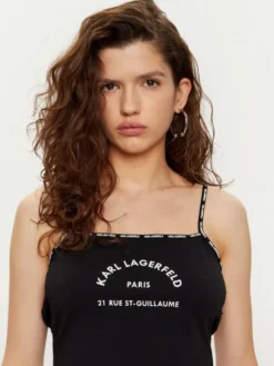 KARL LAGERFELD Koszula nocna A1W46081 Czarny Regular Fit
