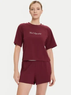 KARL LAGERFELD Piżama A4W45012 Bordowy Regular Fit