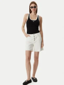 KARL LAGERFELD Szorty jeansowe B2W10048 Kremowy Loose Fit
