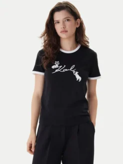 KARL LAGERFELD T-Shirt B1W17040 Czarny Slim Fit
